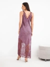 Damen Viskose Maxikleid mit Spitze und V-Ausschnitt pflaume