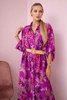 Viscose dress with belt dark purple