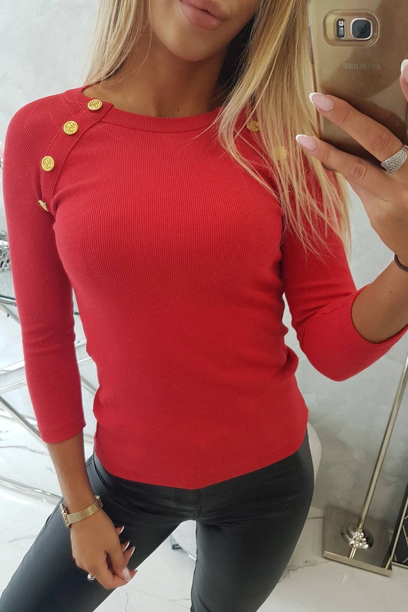 Bluse mit Zierknöpfen rot