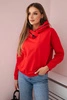 Women's sweatshirt with a zipper on the hood red
