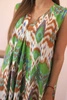 Women's cotton dress with flared hem green