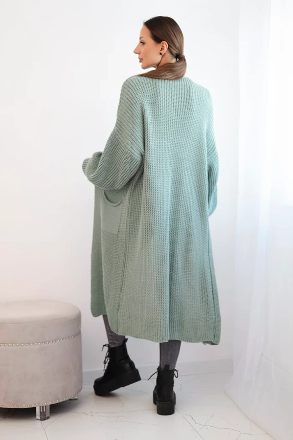Long cardigan light mint sweater