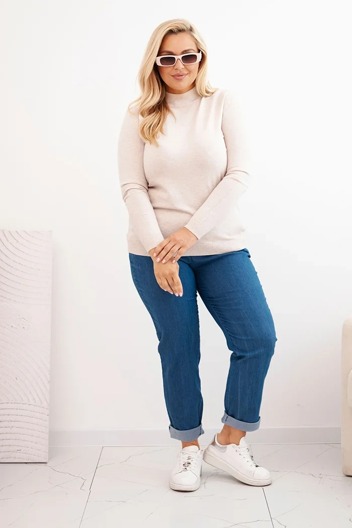 Damenpullover Plus Size aus Viskose mit Rollkragen beige