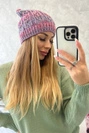 Melisa vilnonė kepurė K241 violetinė+raudona
