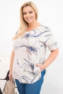 Dámska bavlnená blúzka Plus Size s krátkym rukávom a vreckom béžová