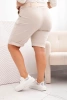 Women's Cotton Plus Size Shorts with Belt beige