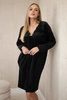 Velour dress with V-neck black