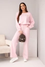 Women's set butter sweatshirt with brooch and straight leg pants dark powder pink