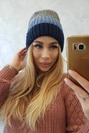 Čapica s fleece Bojana K265 námornícka modrá+tyrkysová+tmavošedá