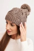 Women's winter wool hat with zirconia and pattern K455 mocha