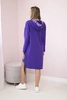 Dunkelviolettes Kleid mit Kapuze und Druck