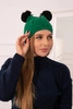 Cap with fleece 2 pompoms K291 green