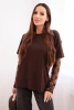 Women's cotton blouse with lace sleeves brown