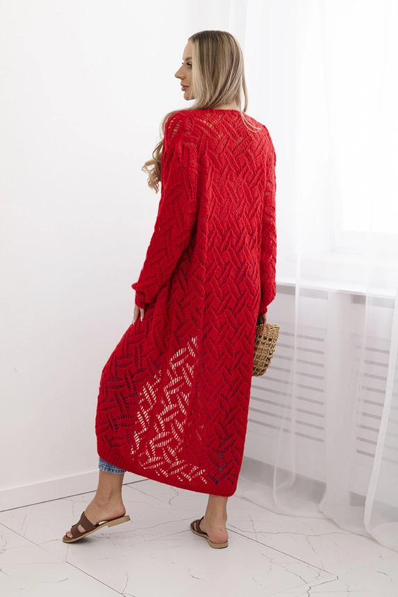 Pullover lange Strickjacke Super KID Mohair rot