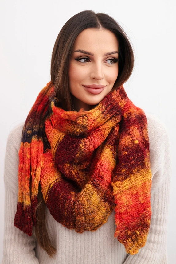 Women's wool scarf soft and warm in colorful stripes KN19 orange