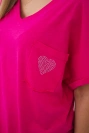 Cotton blouse with a pocket fuchsia