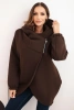 Women's insulated hoodie with an asymmetrical zipper brown