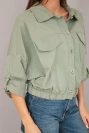 Damen Frühlings-Baumwolljacke mit Taschen und Bündchen khaki