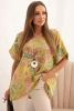 Women's cotton blouse with butterfly motif and short sleeves kiwi