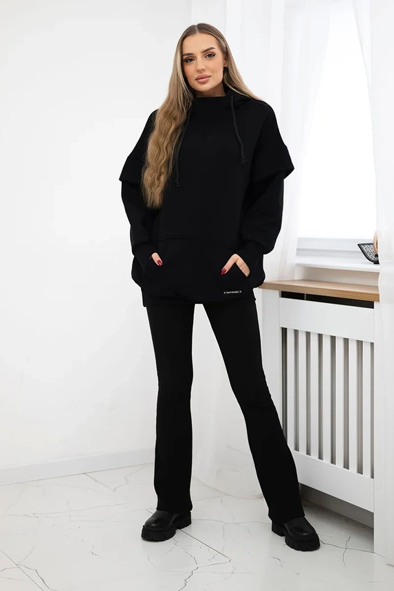 Insulated turtleneck sweatshirt black