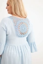 Dámské šaty Plus Size z viskózy s ažurovým zdobením modrá
