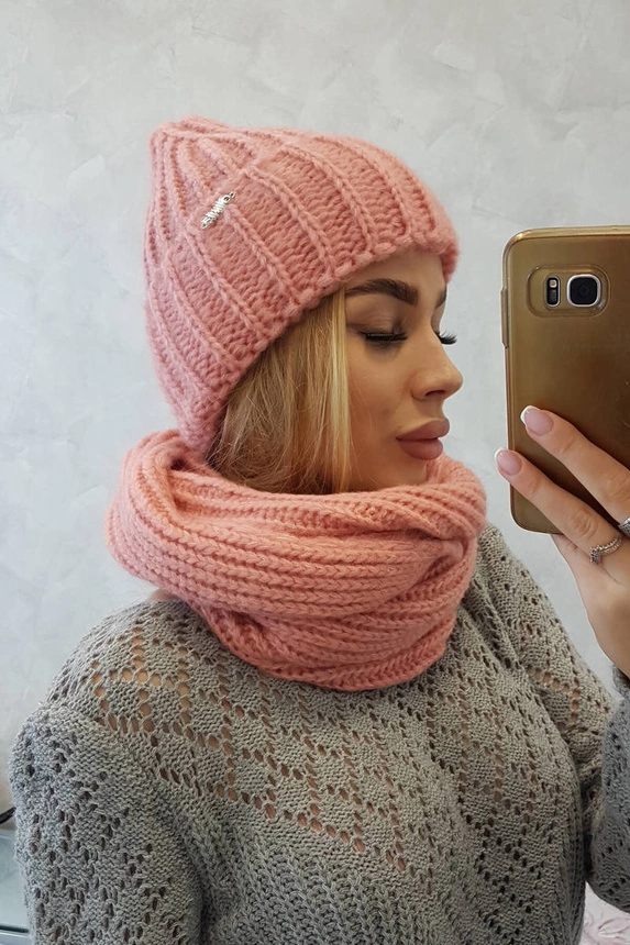 Dámská silná žebrovaná souprava P100 růžová