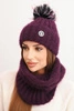 Damen Winterset mit Pompom und Schal pflaume