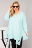 Women's cotton Plus Size blouse with an asymmetrical hem and cut-outs mint