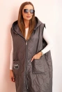 Women's quilted Plus Size vest with a hood zippered graphite