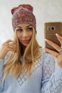 Čapica s fleece Klaudia K255 oranžová+červená