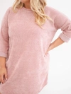 Dámske šaty Plus Size rifľové s voľným strihom tmavá pudrová ružová