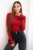 Women's ribbed blouse with side ruching burgundy
