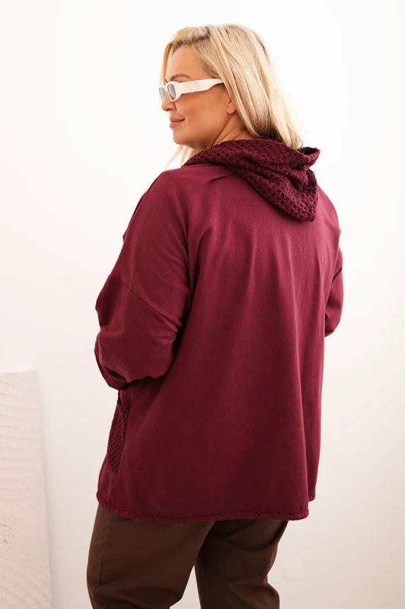 Women's Plus Size cotton oversized sweatshirt long sleeve burgundy