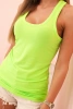 Women's sleeveless cotton top with a round neckline neon green