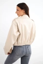 Damen Bikerjacke aus Kunstleder mit Reißverschluss beige