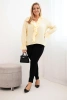 Women's plus size viscose blouse with ruffle and decorative brooch yellow