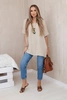 Oversized blouse with pendant dark beige