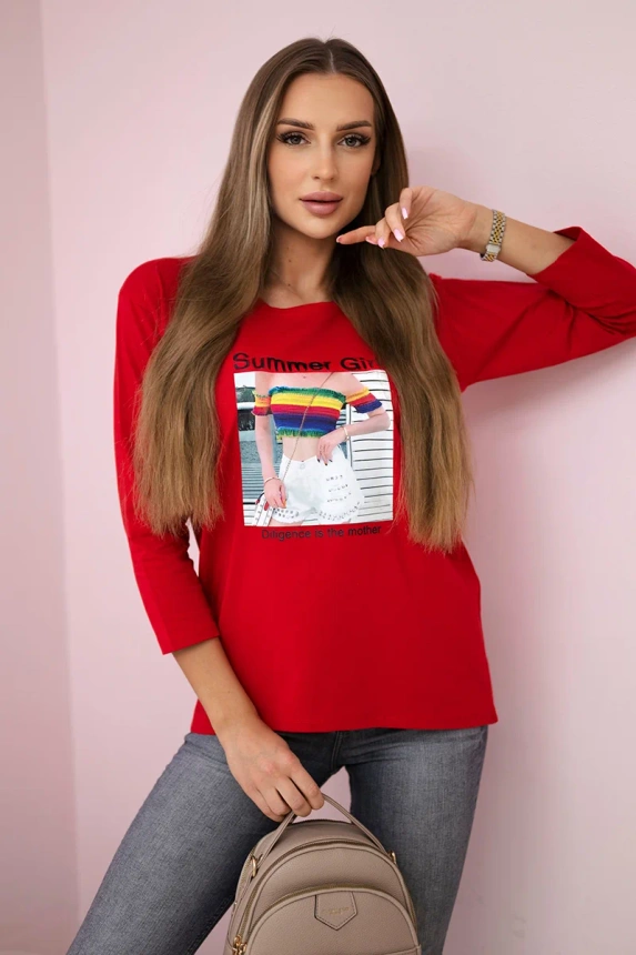Blouse with print Summer Girl red