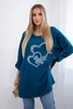 Oversize-Bluse aus Viskose nautisch