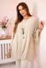 Oversize Damenbluse aus Viskose mit Halskette Beige