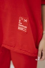 Oversize cotton set sweatshirt + pants red