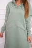 Warmes Kleid mit Kapuze dunkel mint