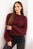 Sweter z moheru damski z bufiastymi rękawami bordowy