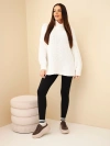 Damen Oversize Pullover mit Wollanteil mit Rollkragen und weiten Ärmeln ecru