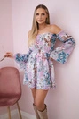 Ispaniška gėlėta violetinė suknelė