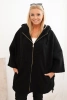Dámský plášť Plus Size s kapucí a zipem černý