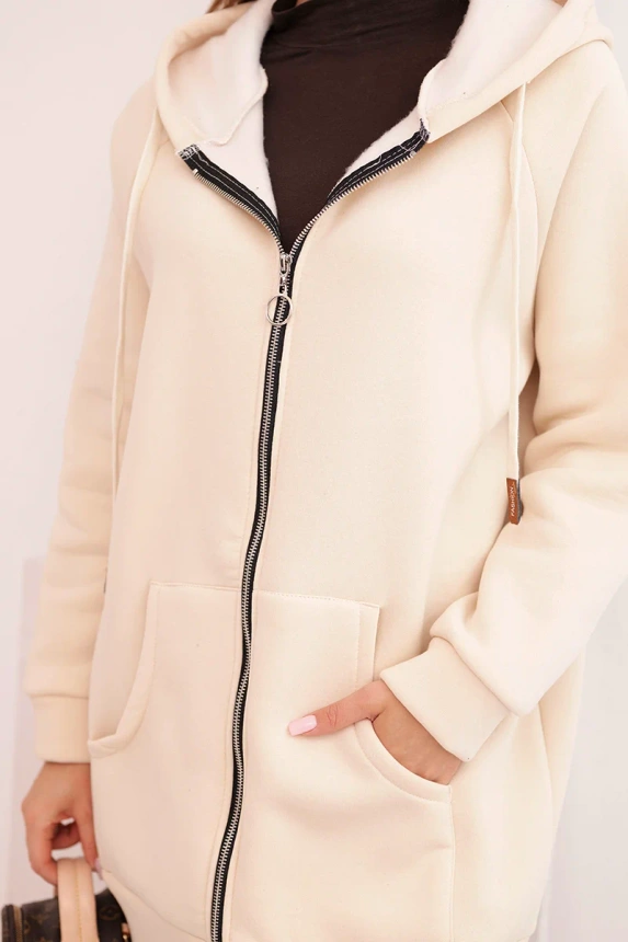 Damen Hoodie mit Kapuze und Reißverschluss beige