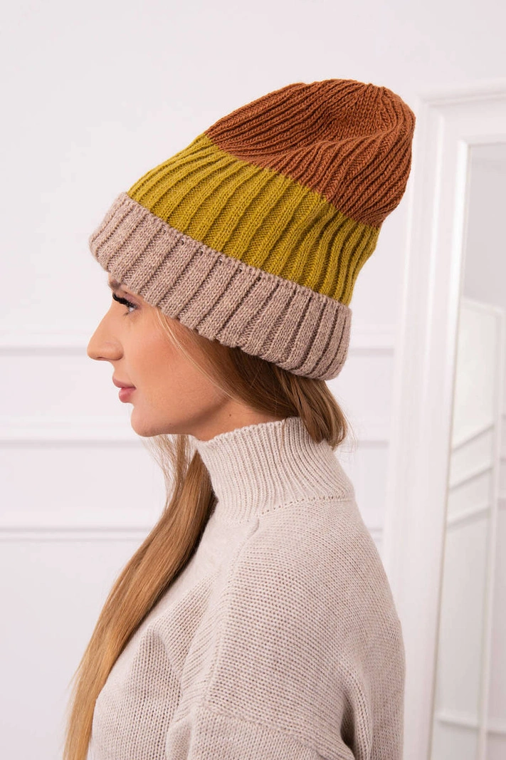 Fleecová čepice Bojana K265 beige+kiwi+camel