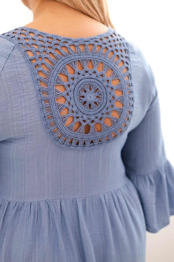 Women's Plus Size viscose dress with openwork decoration denim