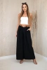 Wide-leg belted trousers black